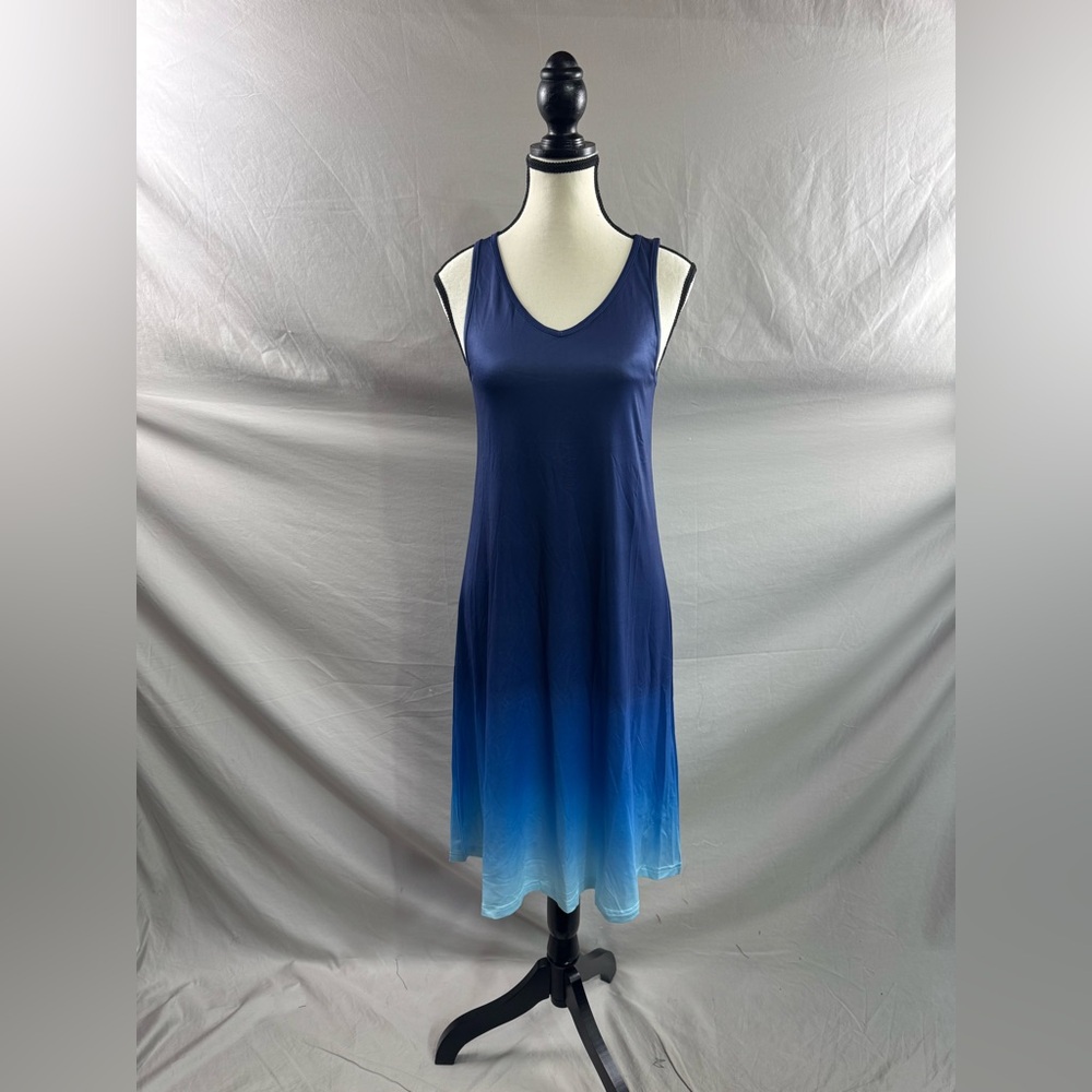 Ombre V-Neck Sleeveless Midi Dress Blue - Picture 6 of 8